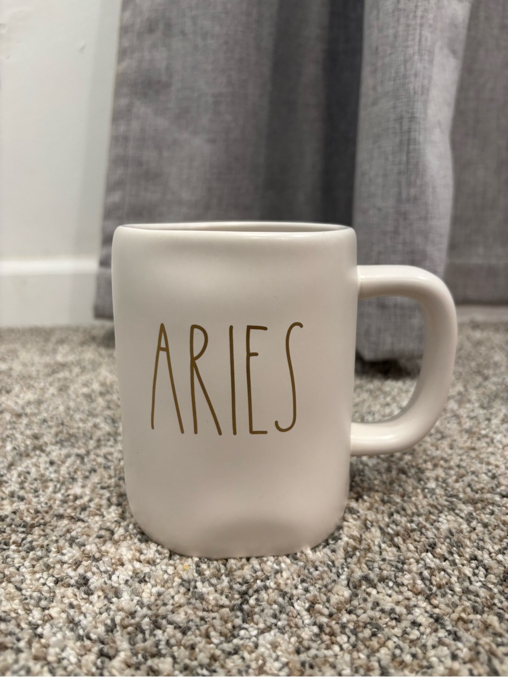 Rae Dunn Artisan Collection by Magenta Aries Ceramic Mug Astrology Gold Stars